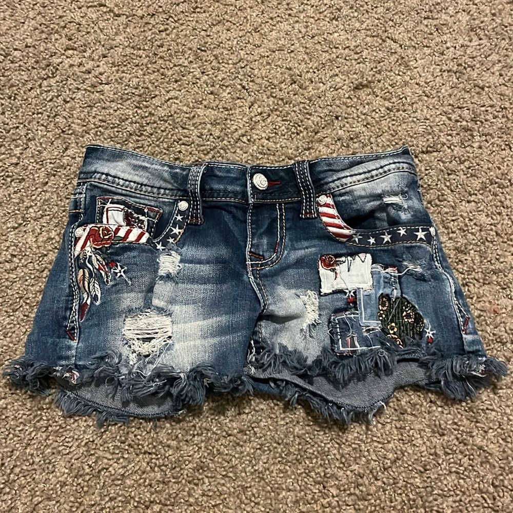 American flag jean shorts, really comfy, very cute